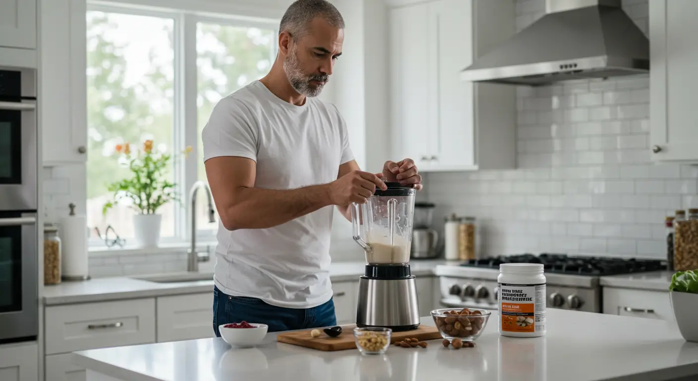 homem tomando hipercalórico